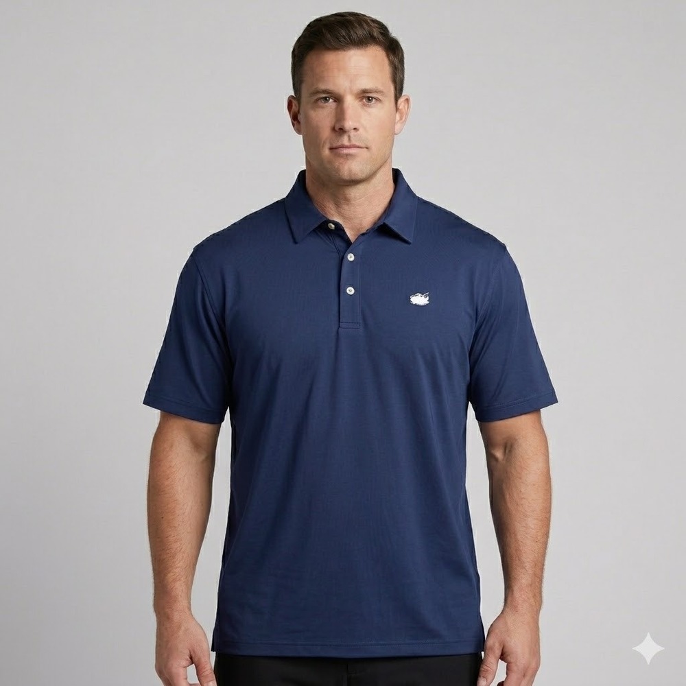 Sakmann Golf‎ Polo Shirt Bamboo Charcoal Rhino Logo Size XL Blue